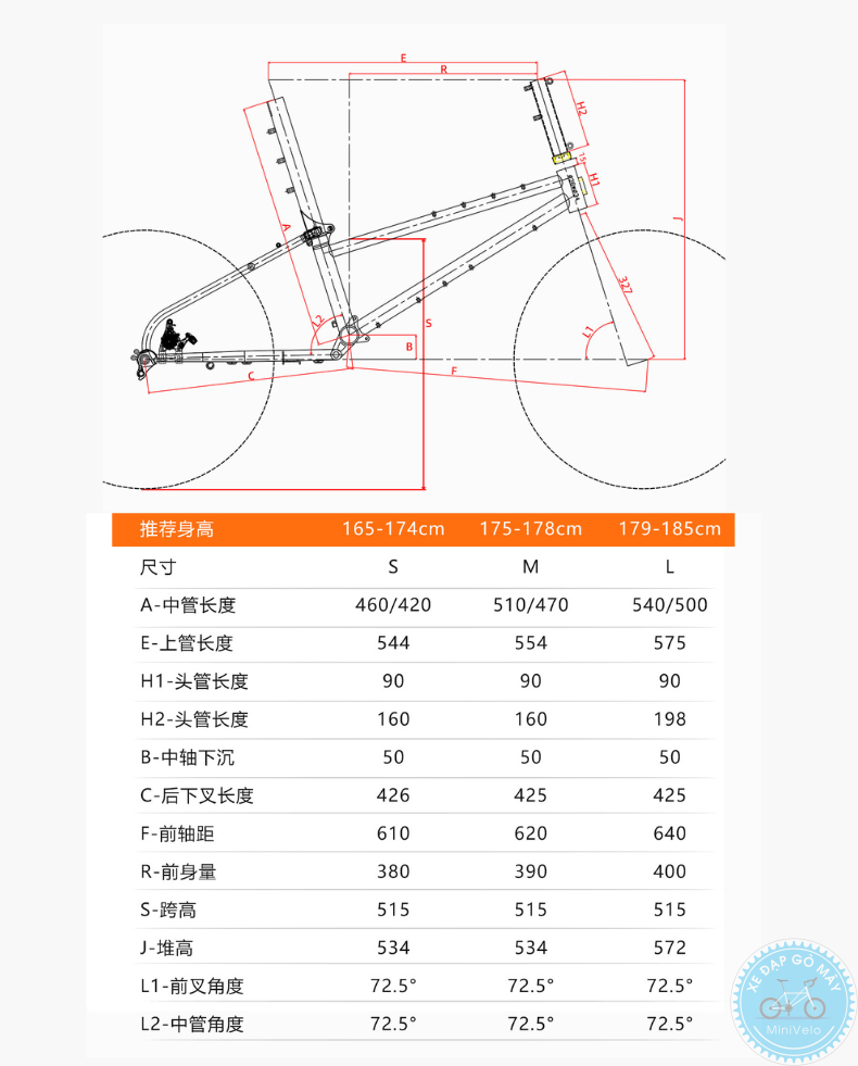 TQIQT Trail Blaze - sườn thép trục TA gấp được 4 TQIQT Trail Blaze Geometry
