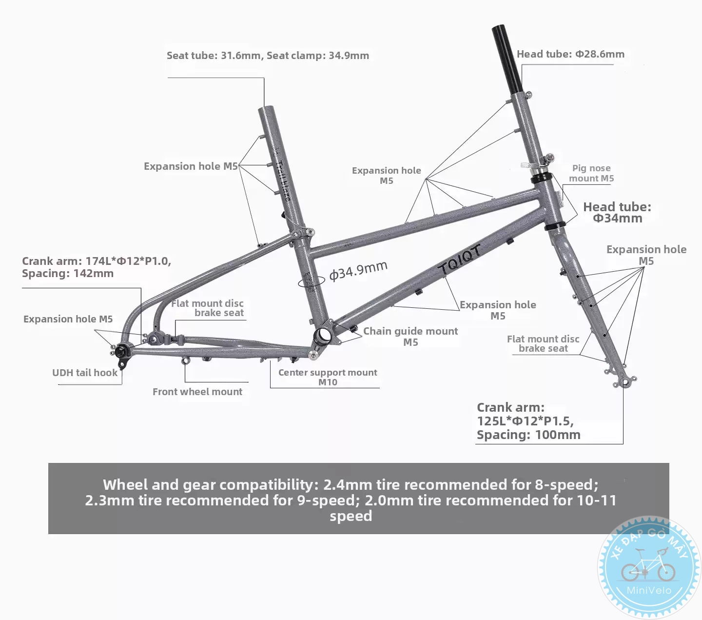 TQIQT Trail Blaze - sườn thép trục TA gấp được 2 %Mini Velo filename%